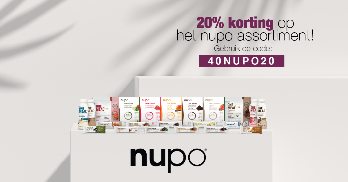 20% korting op het gehele assortiment van Nupo!